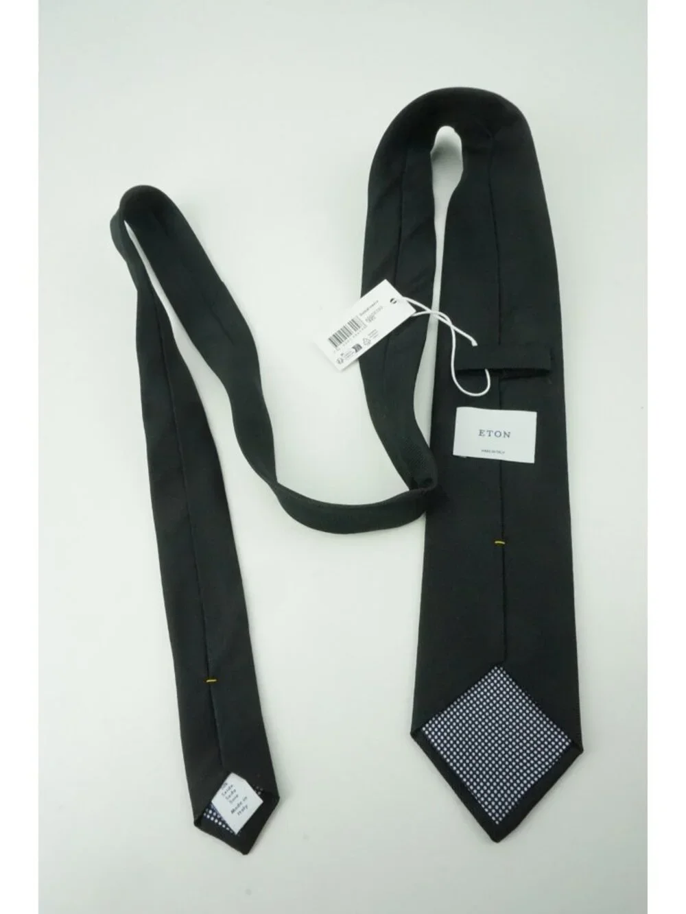 Eton Coal Black Woven Basketweave 100% Silk Tie Brand New With Tags
